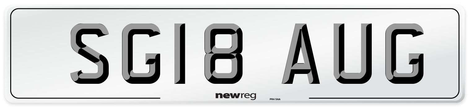 SG18 AUG Number Plate from New Reg